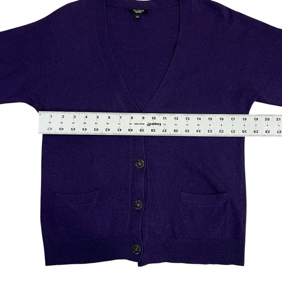 Talbots Purple Cashmere Blend Cardigan Sweater With Jeweled Buttons Purple Sz S - Picture 6 of 10